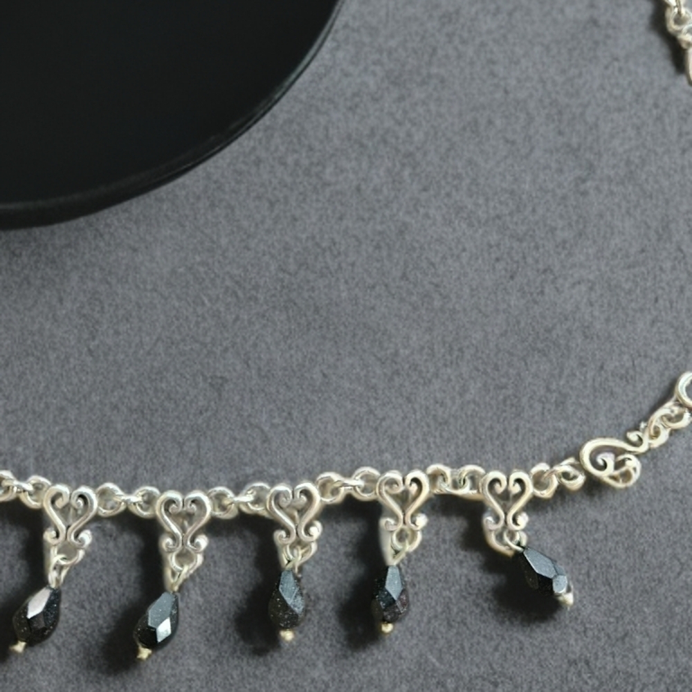 Brighton Vivaldi Silver and Black Dangle Necklace - Picture 2 of 4